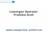 Lowongan Operator Produksi Aceh