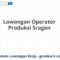 Lowongan Operator Produksi Sragen