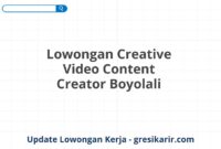 Lowongan Creative Video Content Creator Boyolali