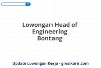 Lowongan Head of Engineering Bontang