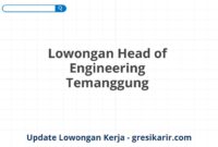 Lowongan Head of Engineering Temanggung