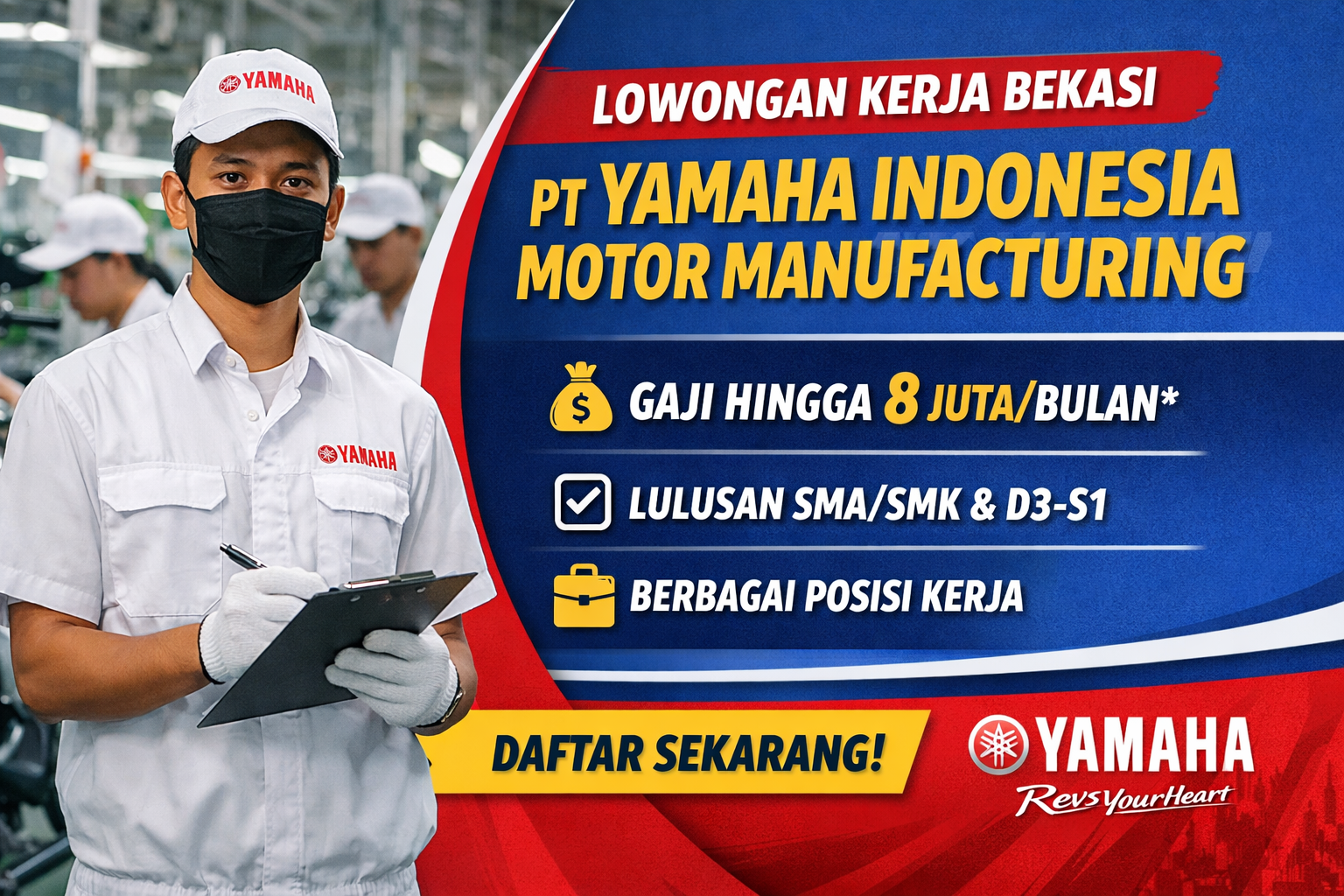 Lowongan Kerja Bekasi 2026: PT Yamaha Indonesia Motor Manufacturing Buka Peluang Karir untuk Lulusan SMA hingga S1