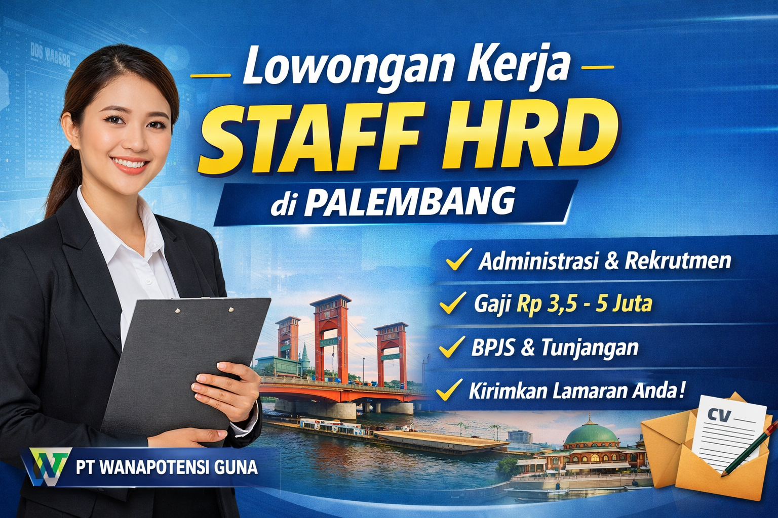 Lowongan Kerja Staff HRD di Palembang 2026: PT Wanapotensi Guna Buka Peluang Karier Menjanjikan