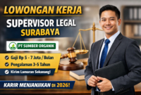 Lowongan Kerja Terbaru 2026: Supervisor Legal di Surabaya – PT Sumber Organik