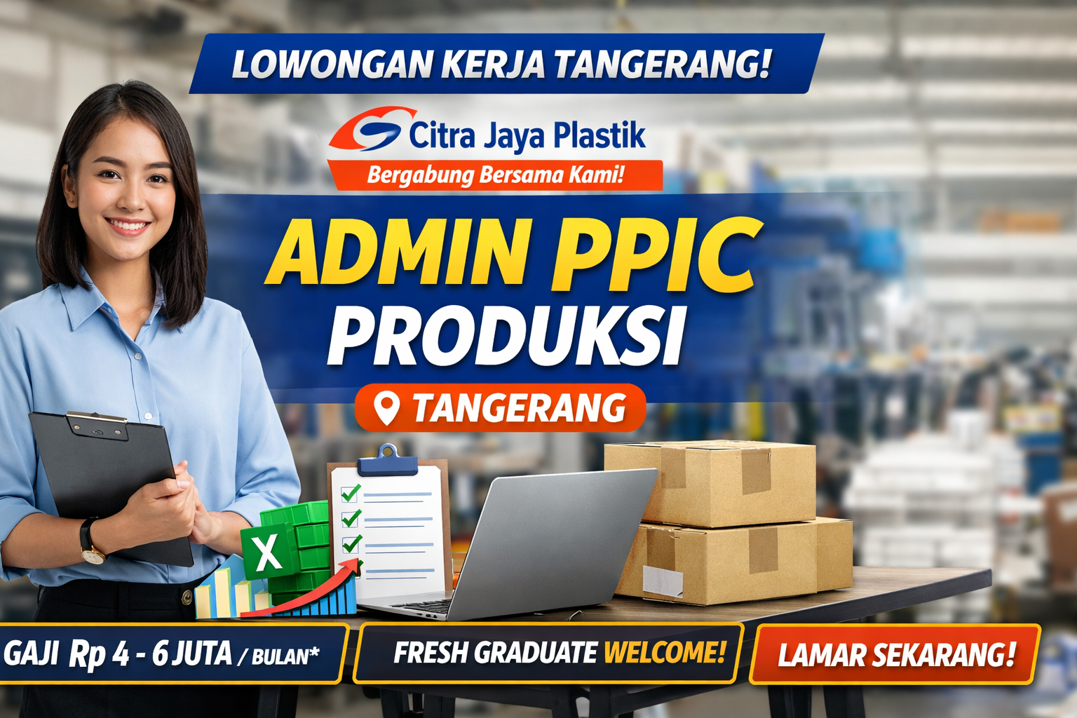 Lowongan Kerja Tangerang 2026: Admin PPIC Produksi di Citra Jaya Plastik Dibuka