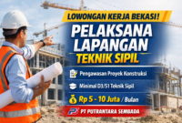 Lowongan Kerja Bekasi: PT Putrantara Sembada Buka Posisi Pelaksana Lapangan Teknik Sipil