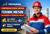 Lowongan Kerja Medan: PT Pertamina (Persero) Buka Posisi Teknik Mesin