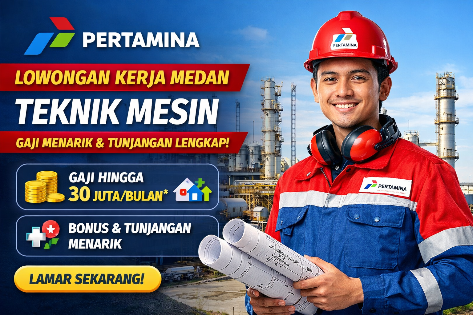 Lowongan Kerja Medan: PT Pertamina (Persero) Buka Posisi Teknik Mesin