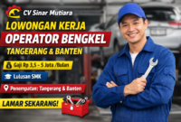 Lowongan Kerja CV Sinar Mutiara Buka Posisi Operator Bengkel di Tangerang & Banten, Simak Syarat dan Gajinya