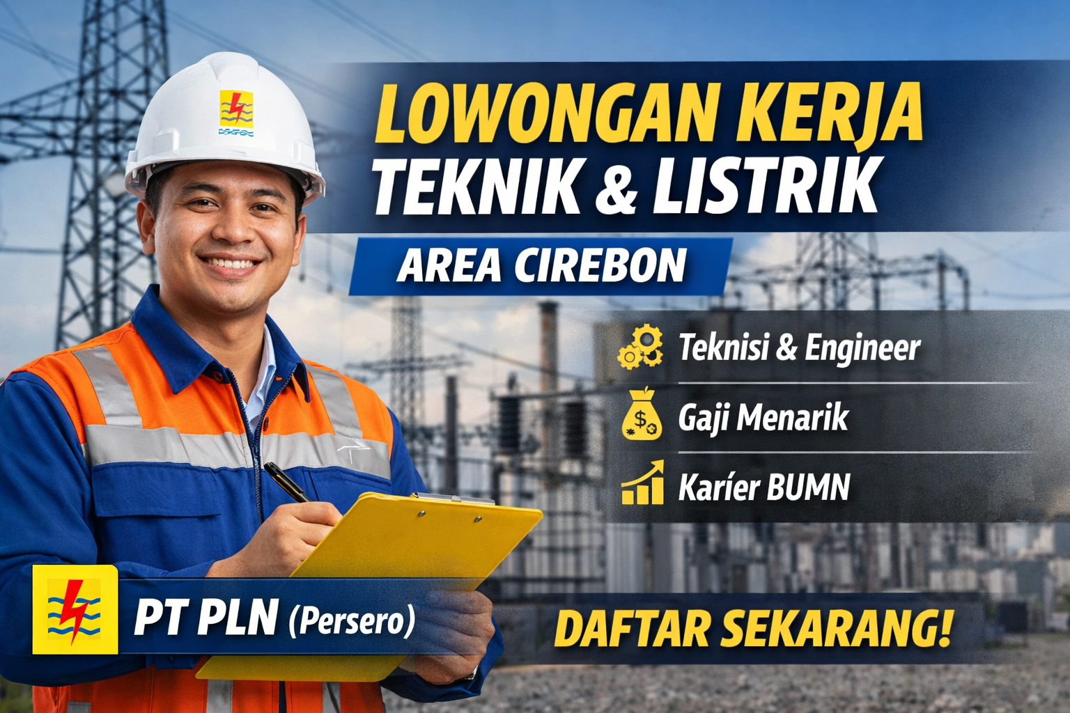 Lowongan Kerja Teknik & Listrik di PT PLN (Persero) Area Cirebon, Peluang Karier Menjanjikan 2026