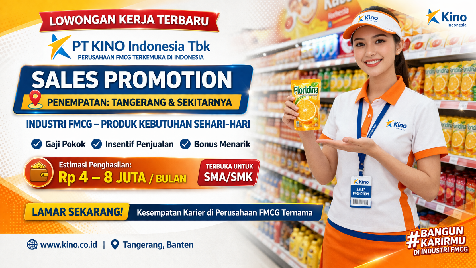 Lowongan Kerja Terbaru PT Kino Indonesia Tbk: Posisi Sales Promotion di Tangerang, Industri FMCG