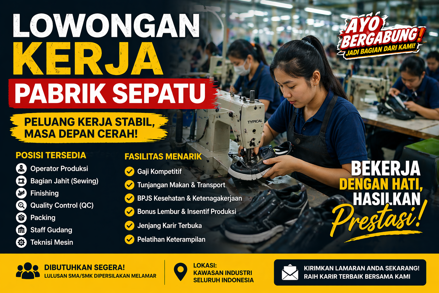 Lowongan Pekerjaan di Pabrik Sepatu 2026: Peluang Kerja Terbuka Lebar untuk Lulusan SMA/SMK