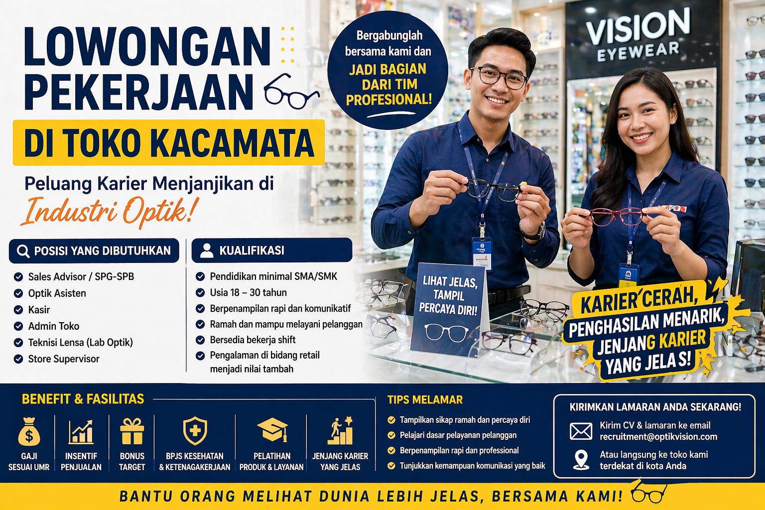Lowongan Pekerjaan di Toko Kacamata 2026: Peluang Karier Menarik di Industri Optik