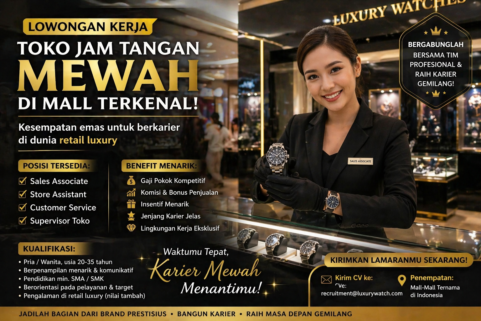 Lowongan Kerja Toko Jam Tangan Mewah di Mall 2026: Peluang Karier Eksklusif dengan Gaji Menarik