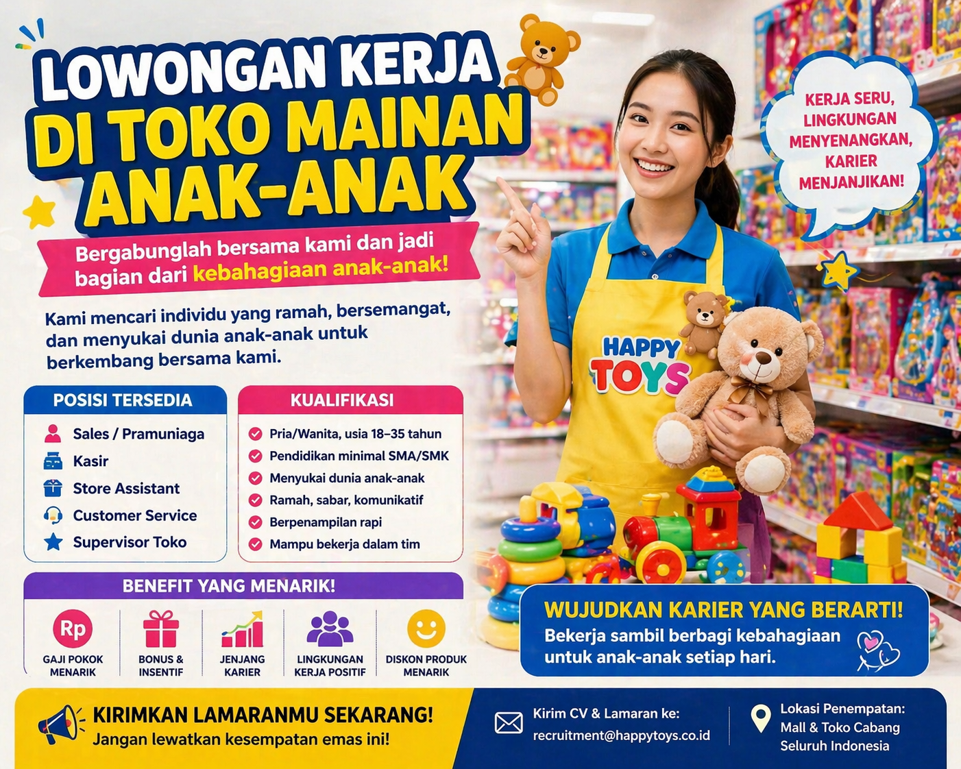 Lowongan Kerja di Toko Mainan Anak 2026: Peluang Karier Seru di Dunia Retail Edukatif