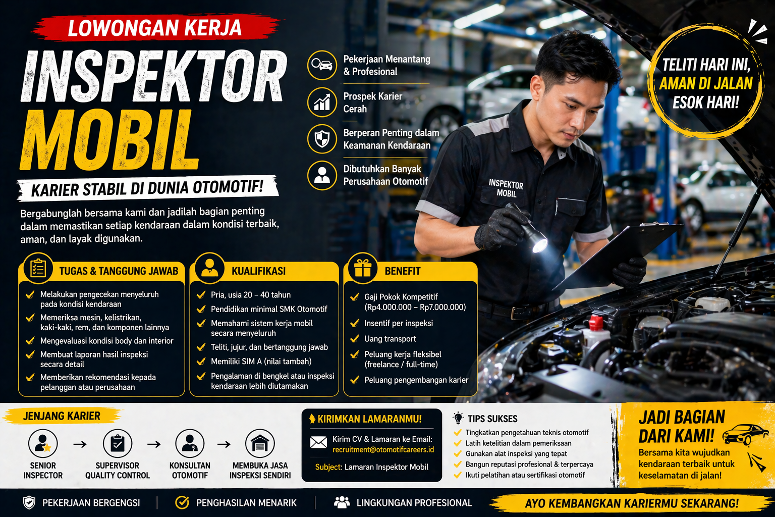 Lowongan Kerja Inspektor Mobil 2026: Peluang Karier Profesional di Dunia Otomotif