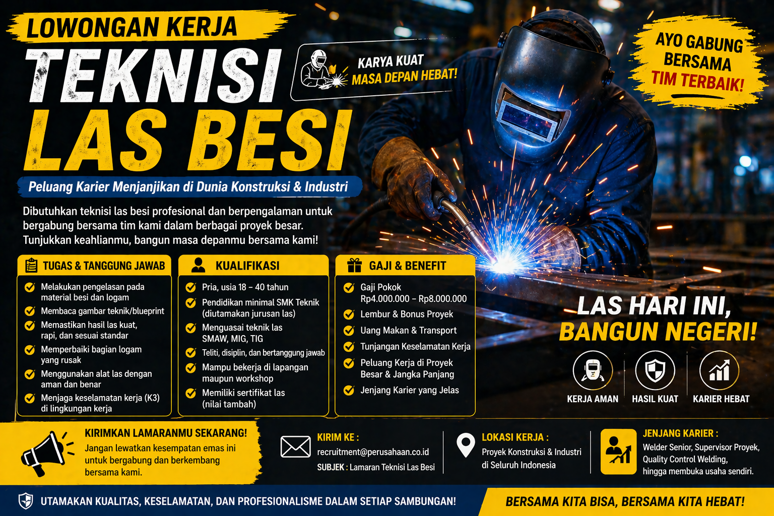 Lowongan Kerja Teknisi Las Besi 2026: Peluang Karier Menjanjikan di Dunia Konstruksi dan Industri