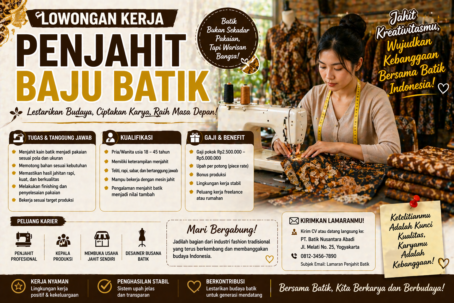 Lowongan Kerja Penjahit Baju Batik 2026: Peluang Karier di Industri Fashion Tradisional yang Terus Berkembang