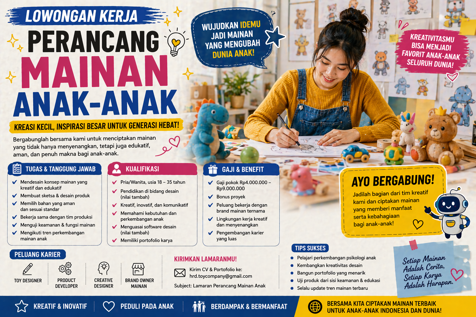 Lowongan Kerja Perancang Mainan Anak 2026: Peluang Karier Kreatif di Industri Edukatif