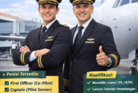 Lowongan Kerja Pilot Terbaru 2026, Peluang Karier Bergengsi di Dunia Penerbangan