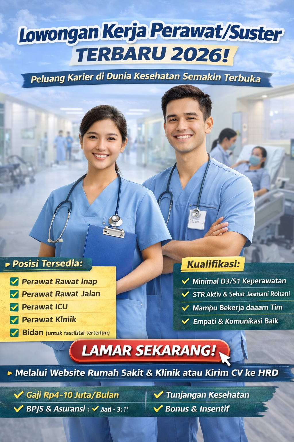 Lowongan Kerja Perawat/Suster Terbaru 2026, Peluang Karier di Dunia Kesehatan Semakin Terbuka