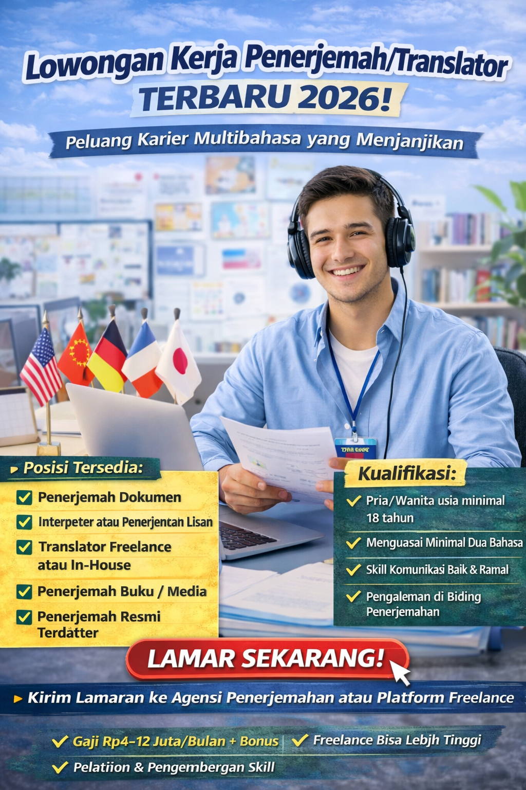 Lowongan Kerja Penerjemah/Translator Terbaru 2026, Peluang Karier Multibahasa Semakin Dibutuhkan