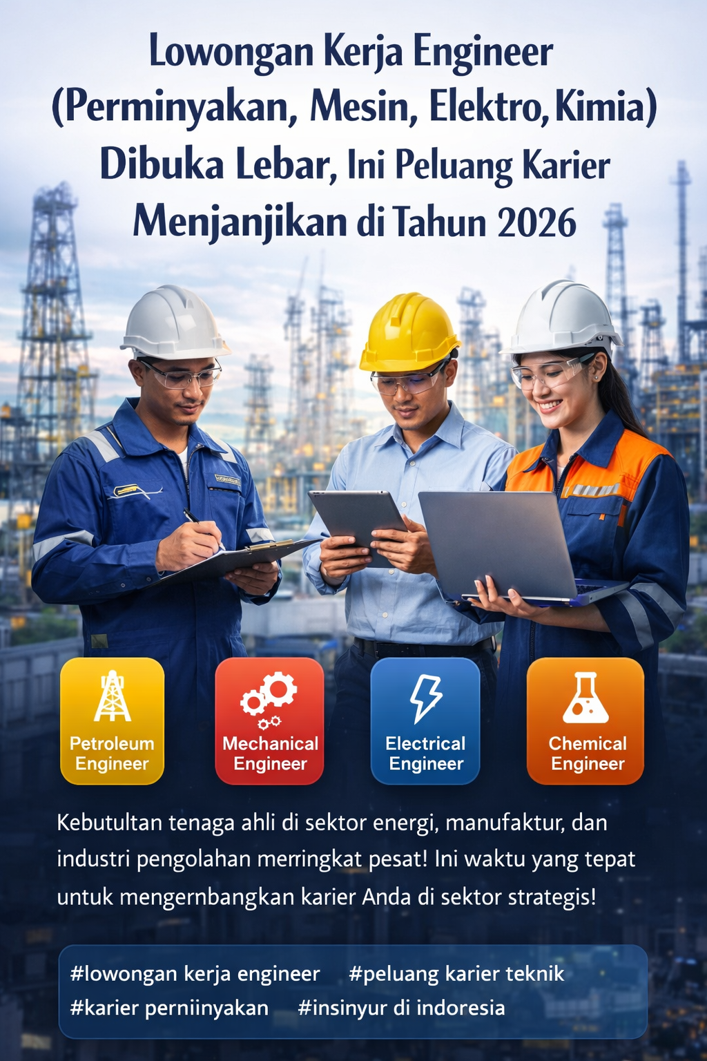 Lowongan Kerja Engineer (Perminyakan, Mesin, Elektro, Kimia) Dibuka Lebar, Ini Peluang Karier Menjanjikan di Tahun 2026