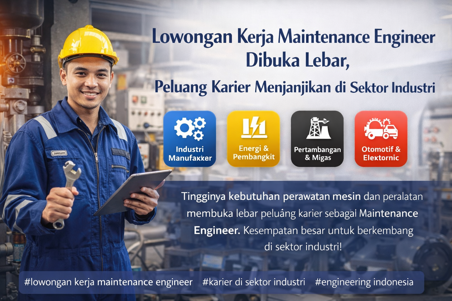 Lowongan Kerja Maintenance Engineer Dibuka Lebar, Peluang Karier Menjanjikan di Sektor Industri